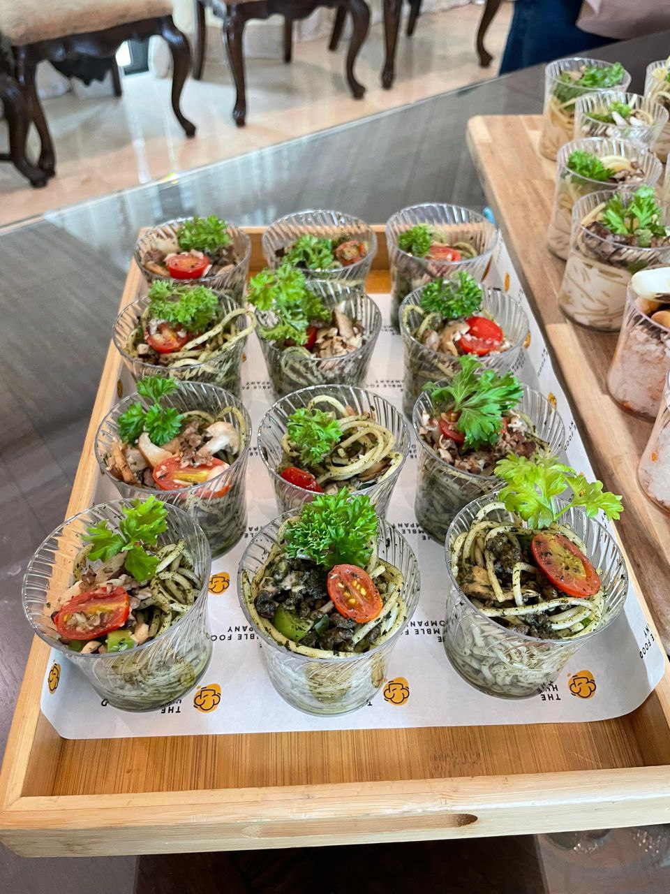 Professional buffet catering service setup for private event